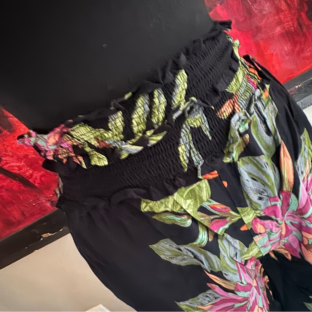 Floral Black Wide-Leg Pants - Picture 4 of 10